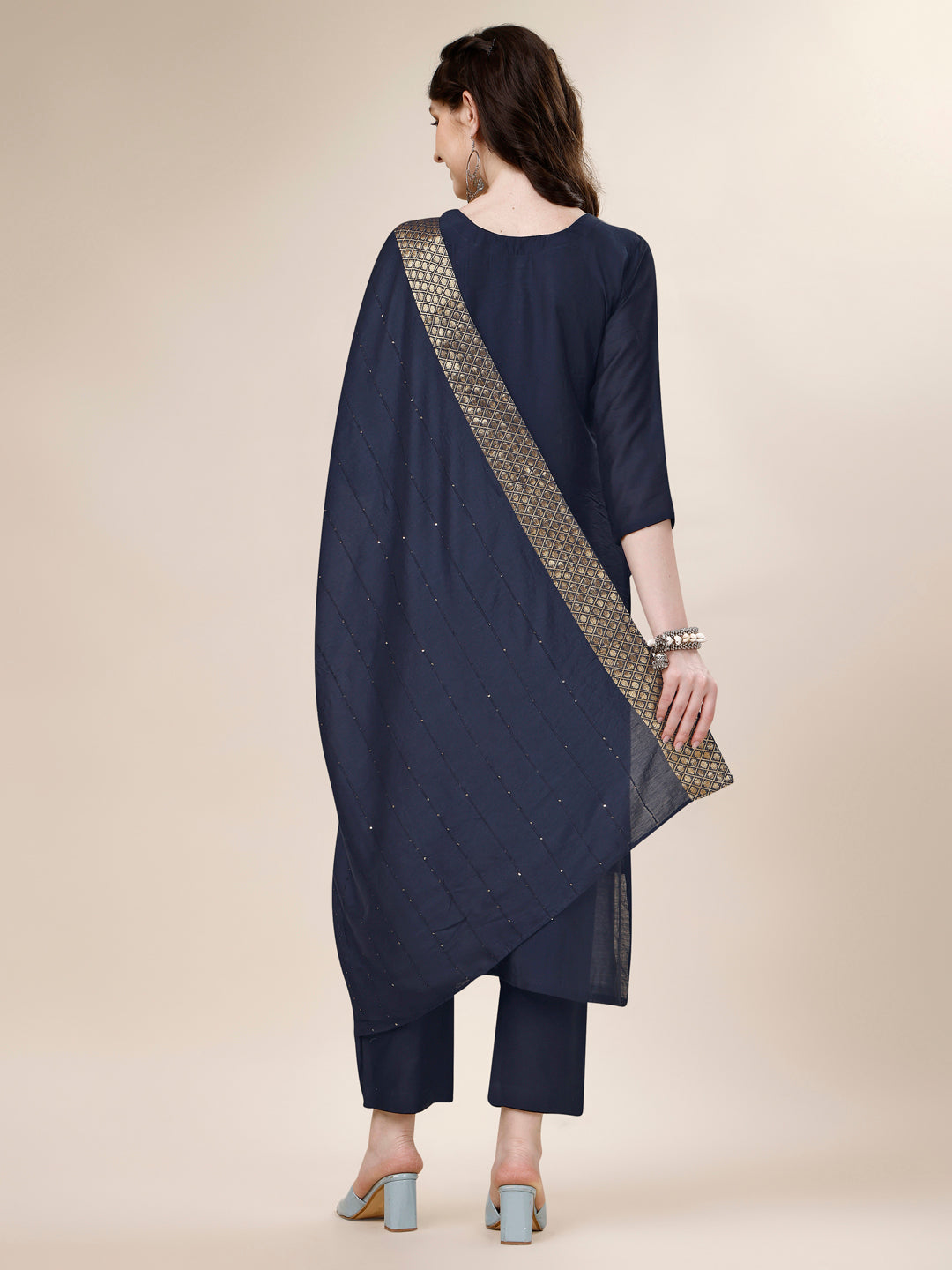 Embroidered Kurta with Pant and Dupatta Set