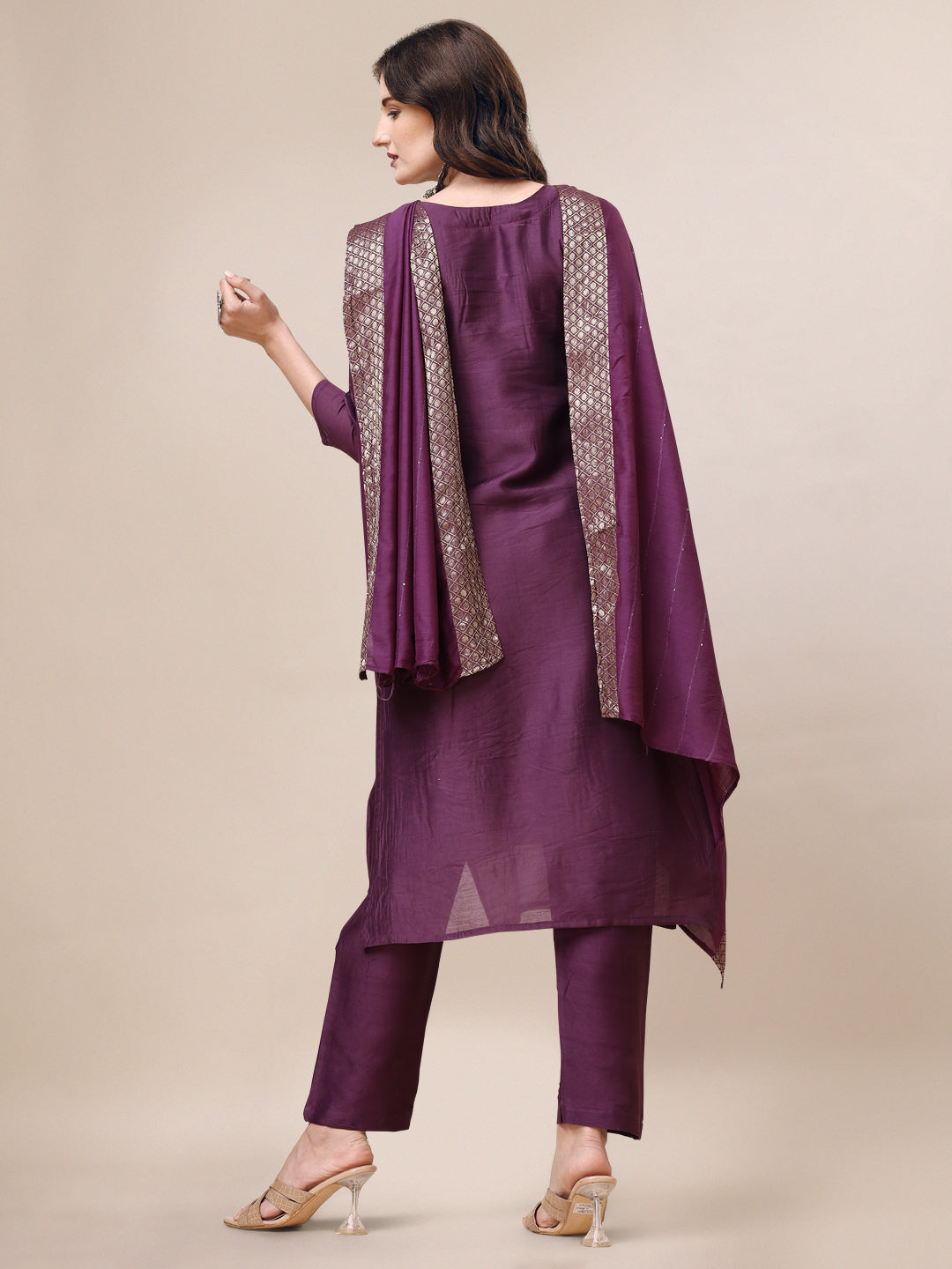 Hand Embroidered Kurta with Pant & Dupatta Set