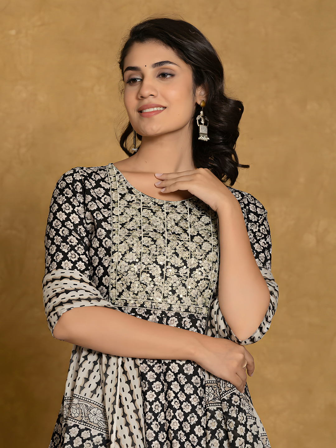 Printed Cotton Anarkali Kurta with pant & Dupatta