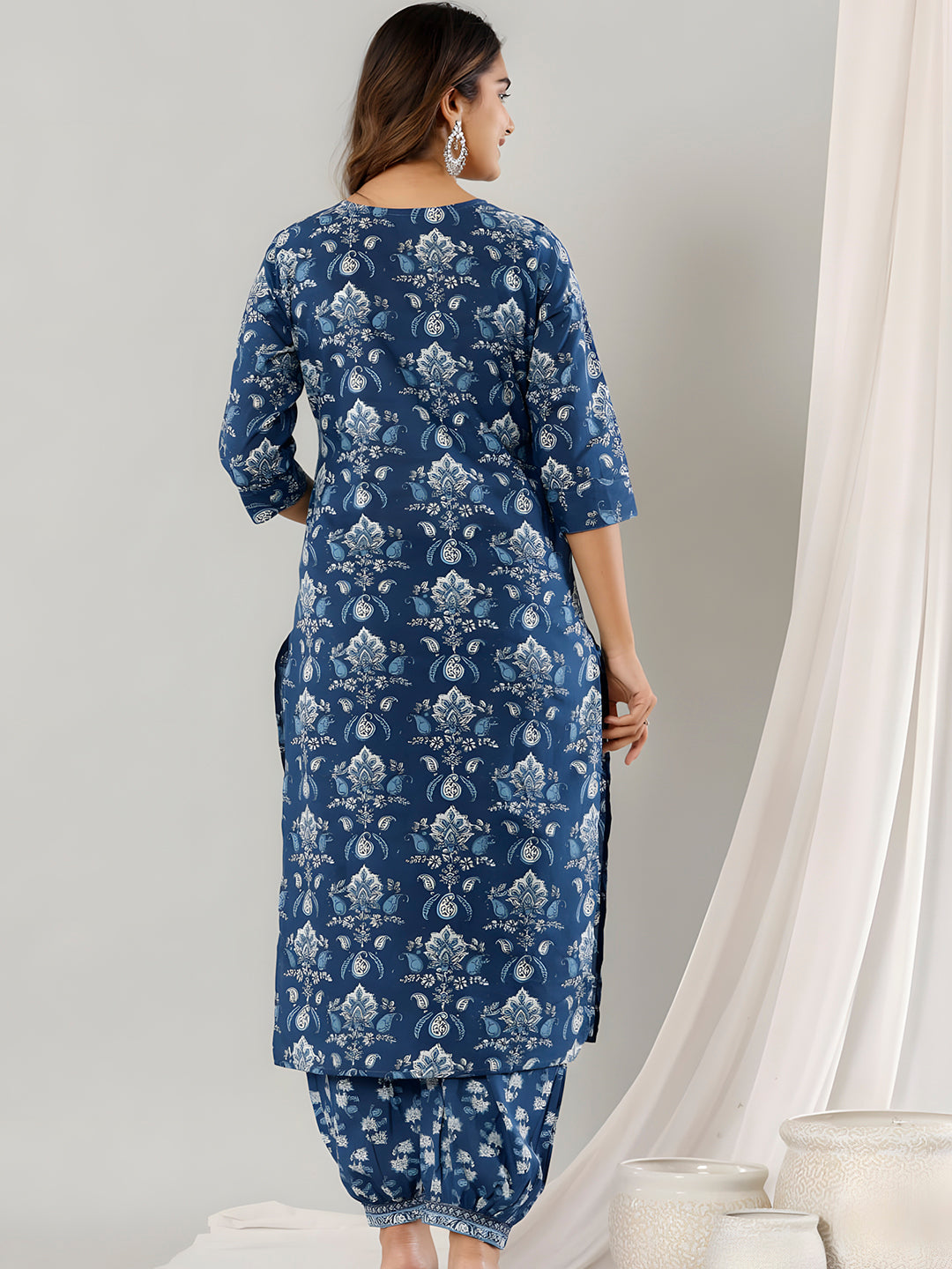 Printed Cotton Straight Kurta with pant & Dupatta