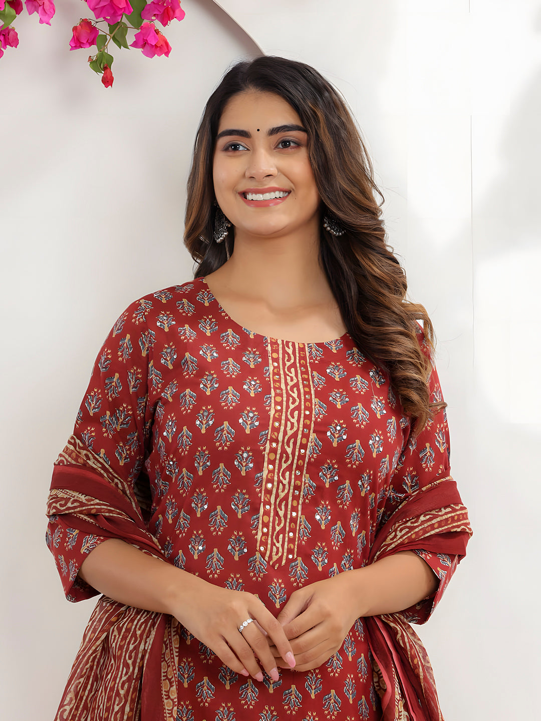 Printed Cotton Straight Kurta with pant & Dupatta