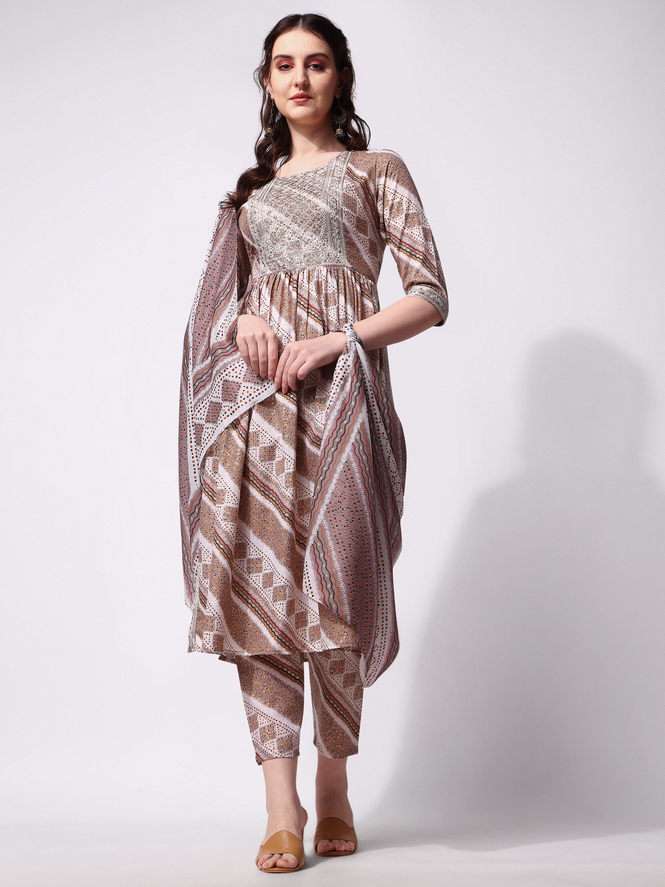 Nayra Cut Embroidered Kurta with Pant and Dupatta Set