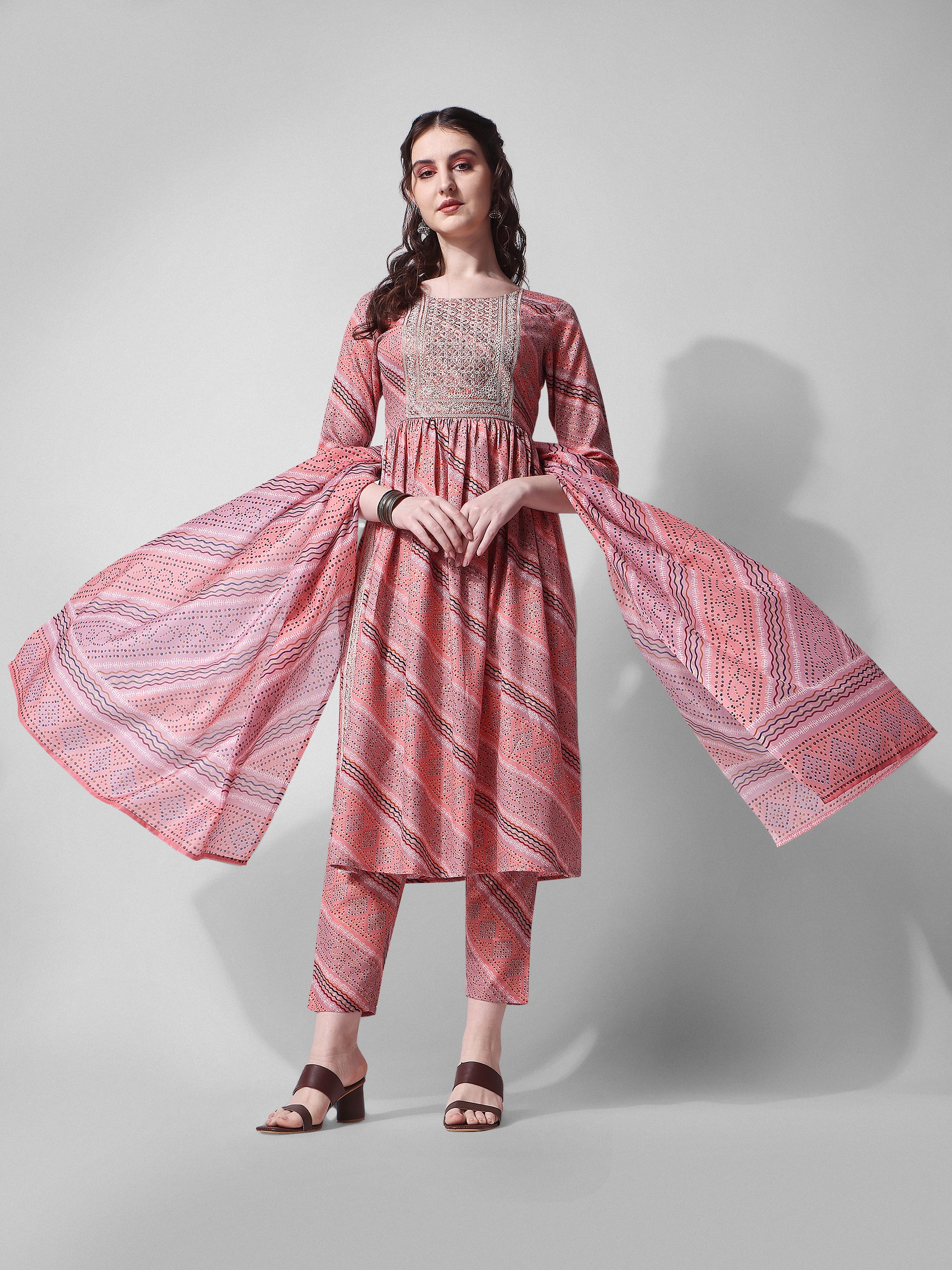 Nayra Cut Embroidered Kurta with Pant and Dupatta Set