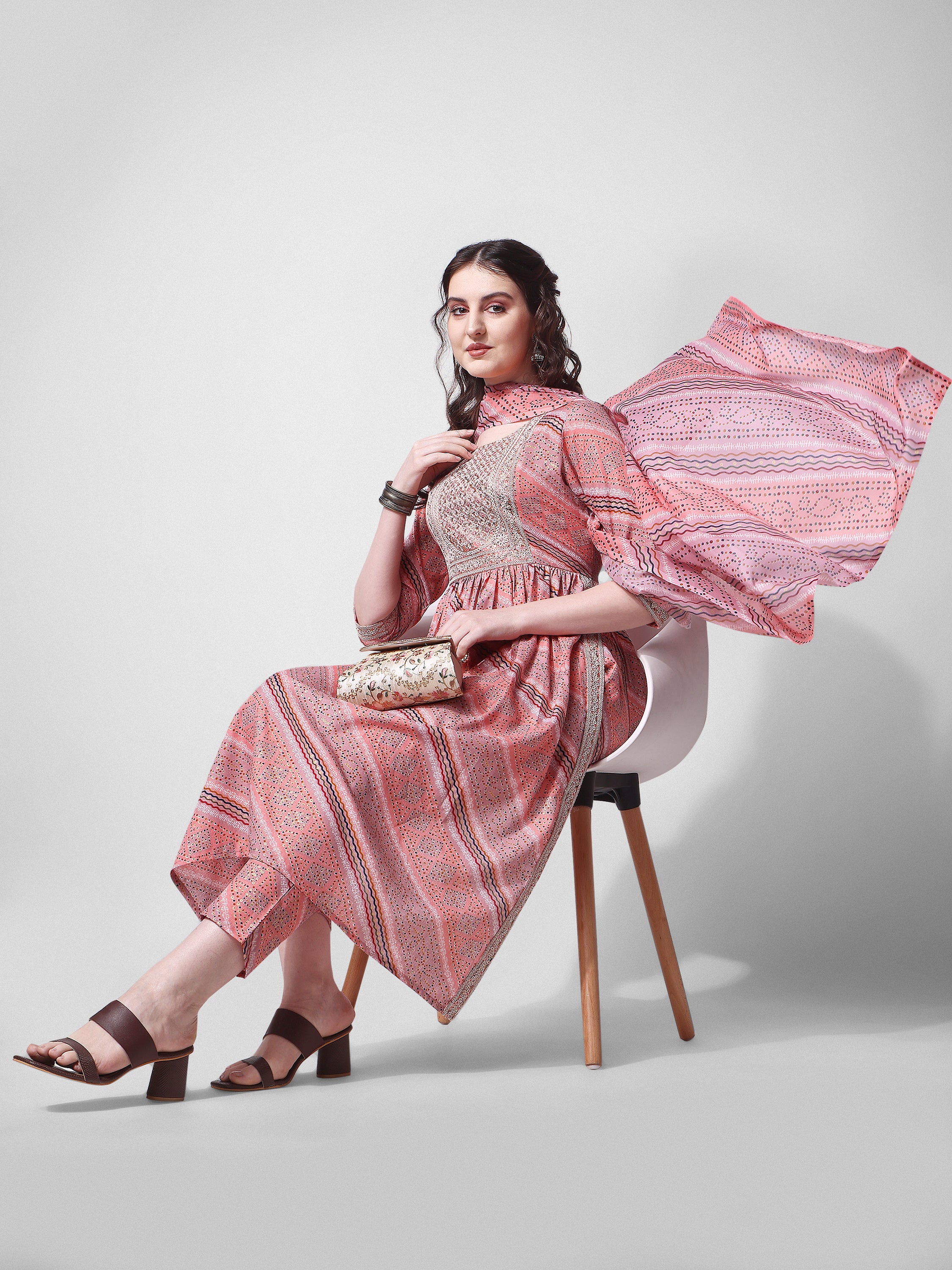 Nayra Cut Embroidered Kurta with Pant and Dupatta Set