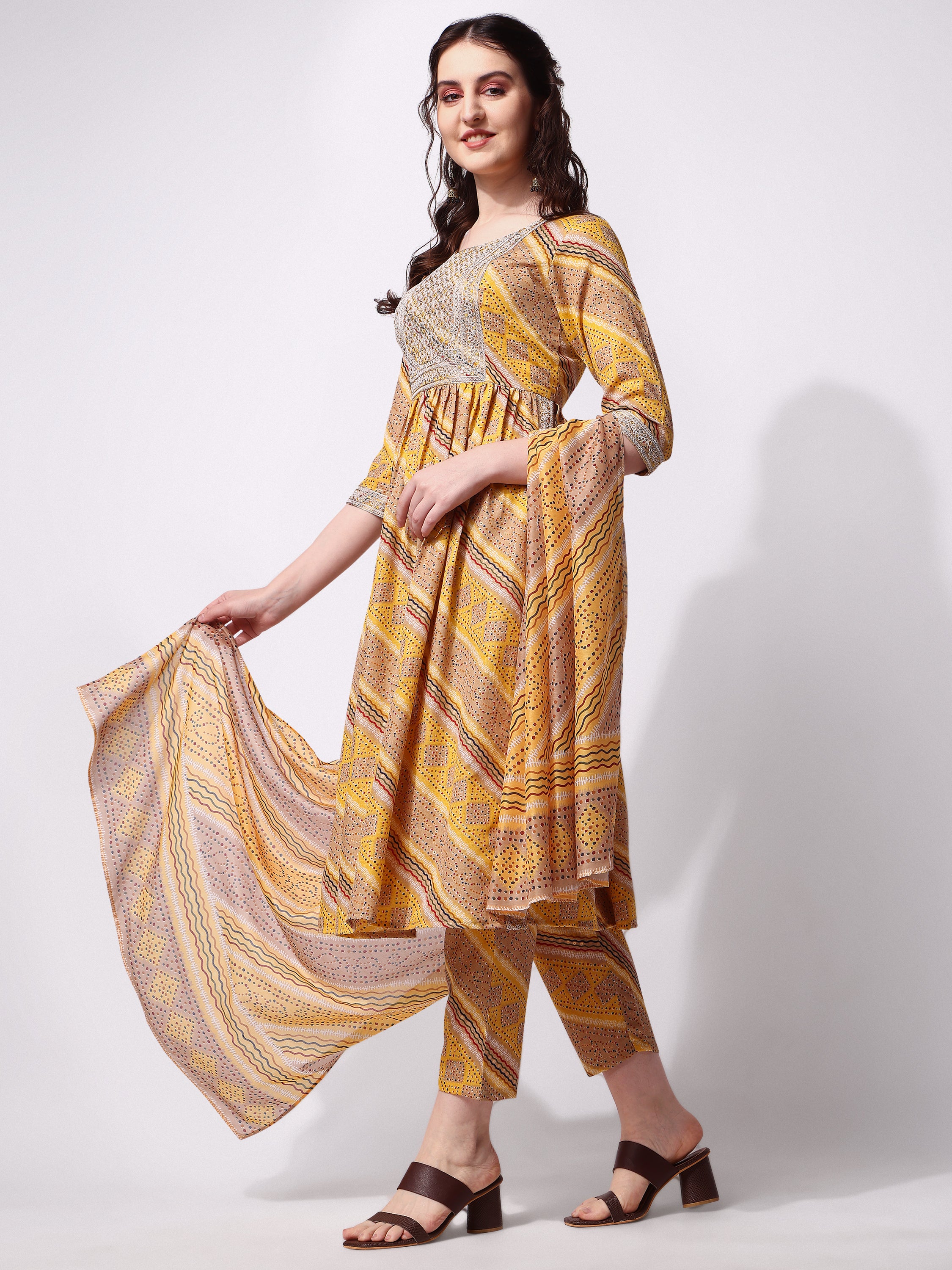 Nayra Cut Embroidered Kurta with Pant and Dupatta Set