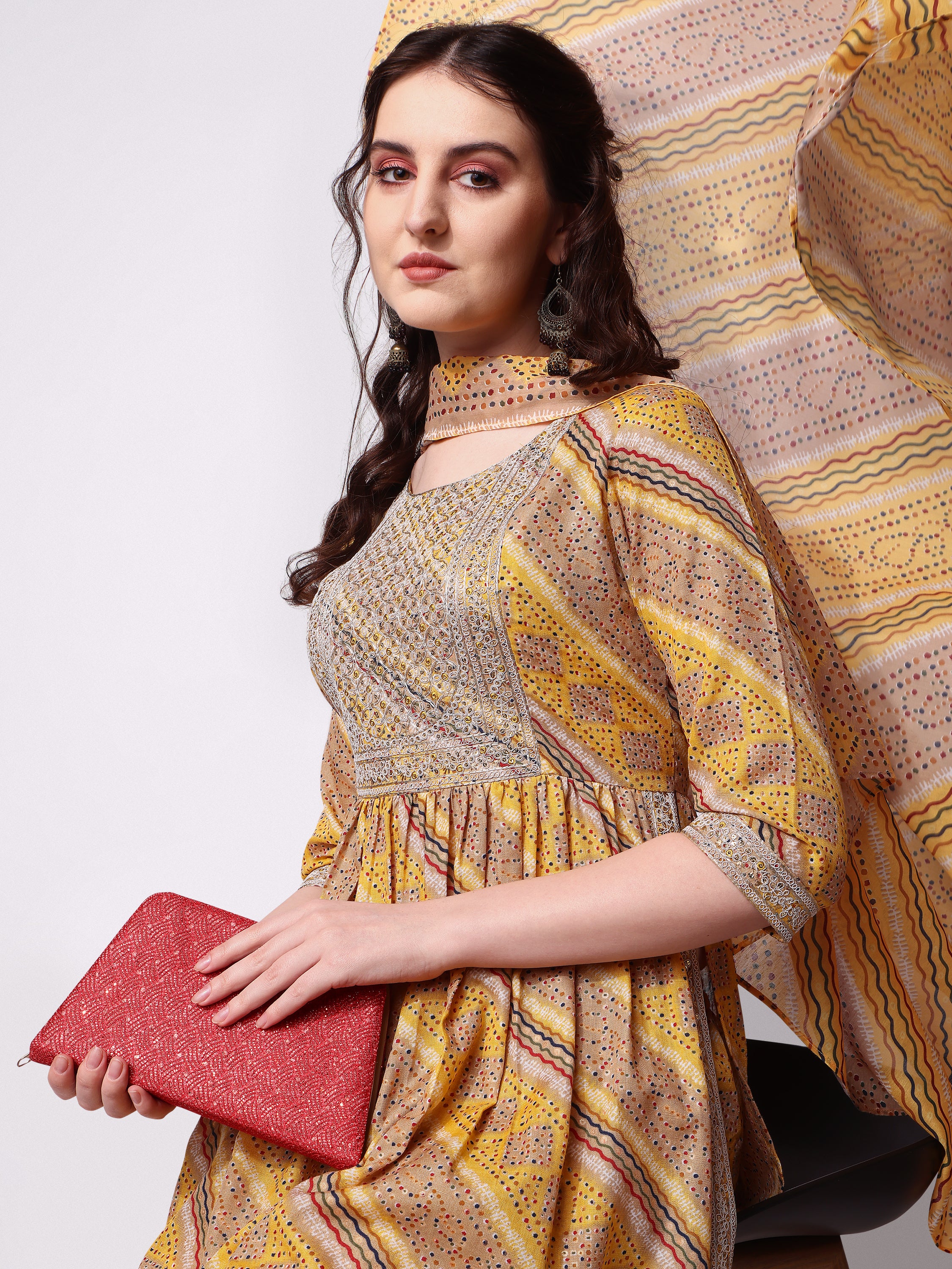 Nayra Cut Embroidered Kurta with Pant and Dupatta Set