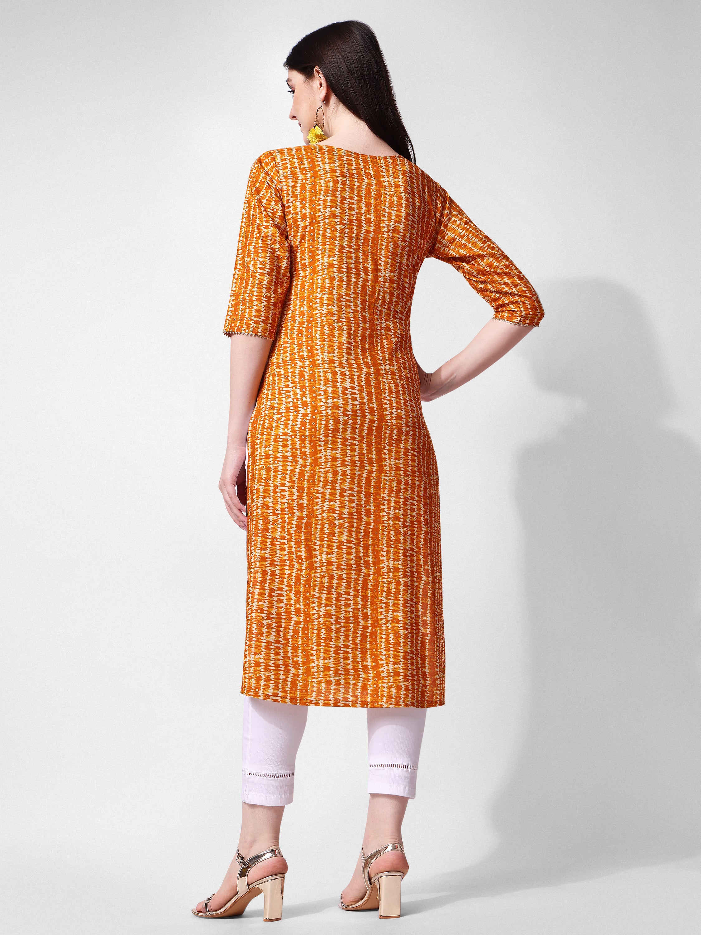 Shibori Printed and  Embroidered Kurta