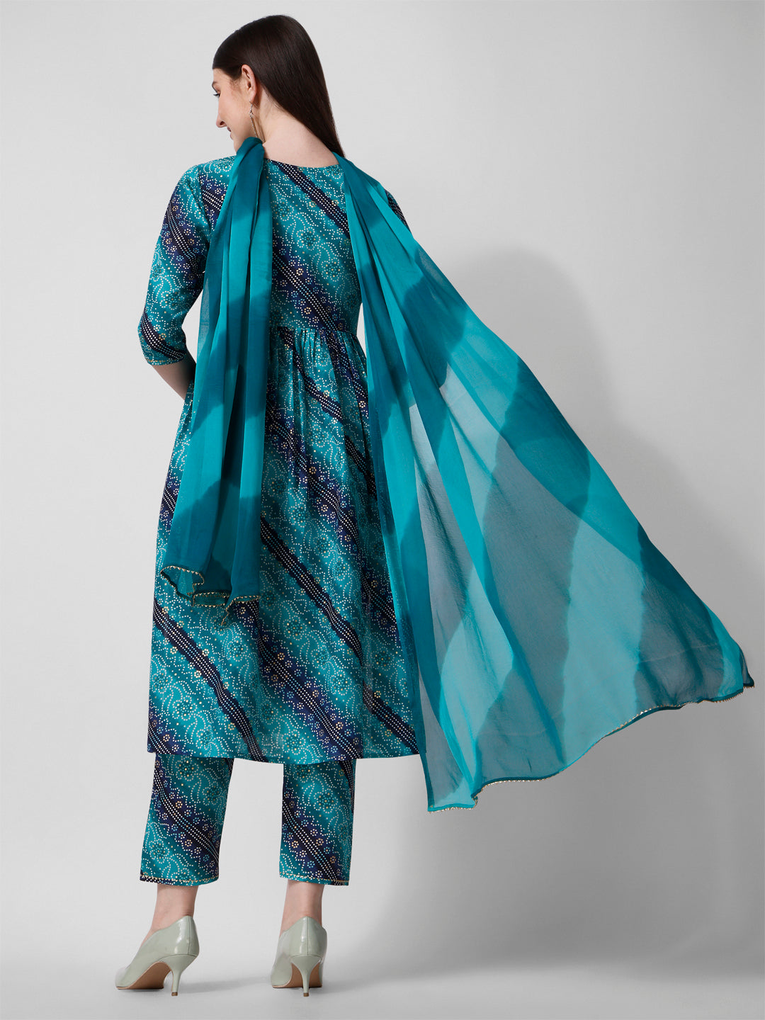 Embroidered & printed kurta with pant and dupatta Set