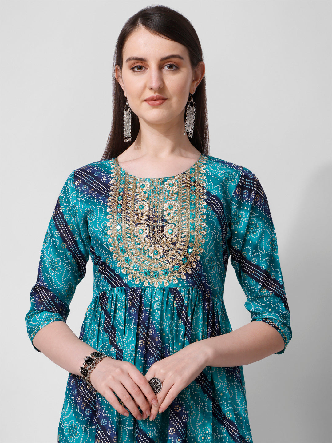 Embroidered & printed kurta with pant and dupatta Set