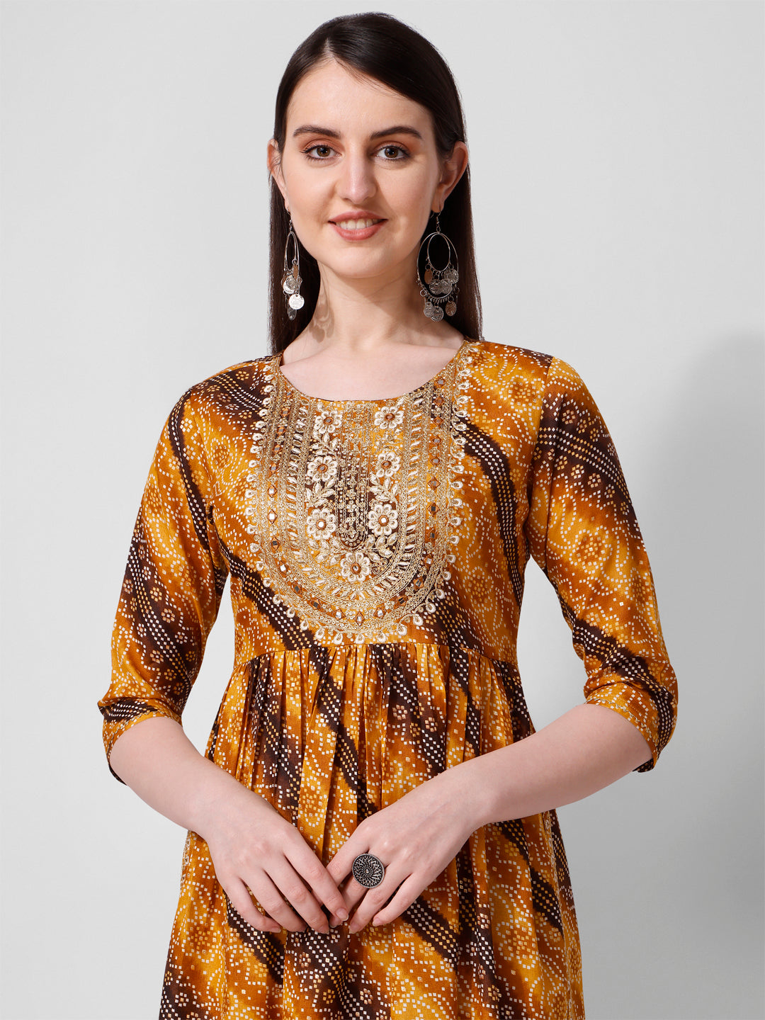 Embroidered & printed kurta with pant and dupatta Set