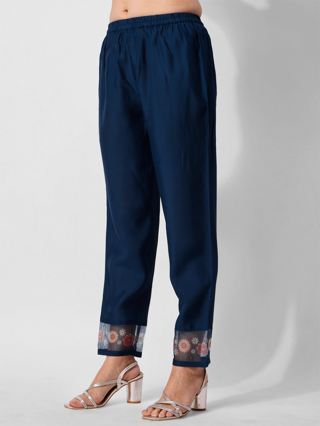 Embroidered Blue kurta with pant and printed dupatta set