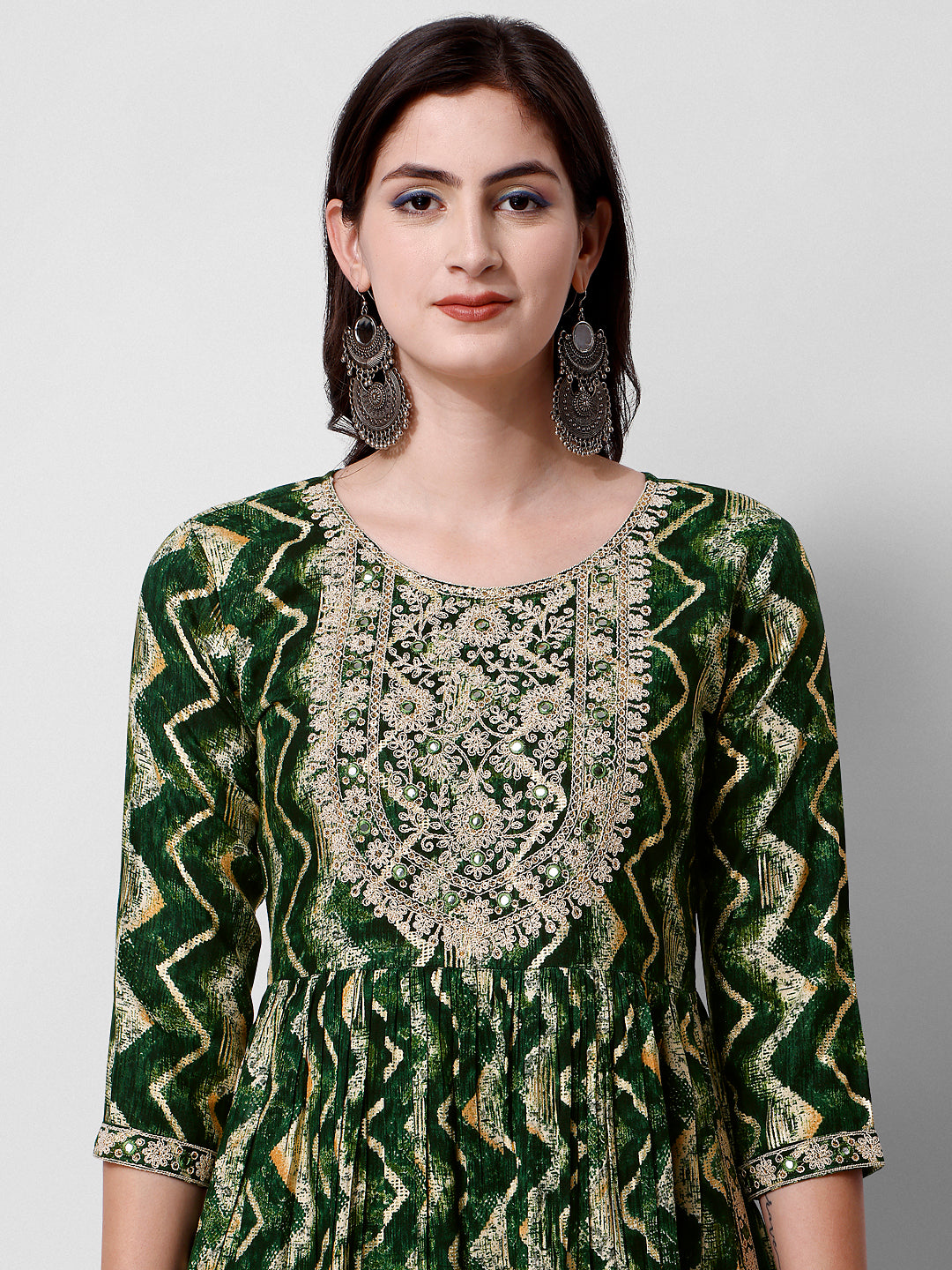 Nayra Cut Printed and Embroidered Kurta with Pant & Dupatta Set