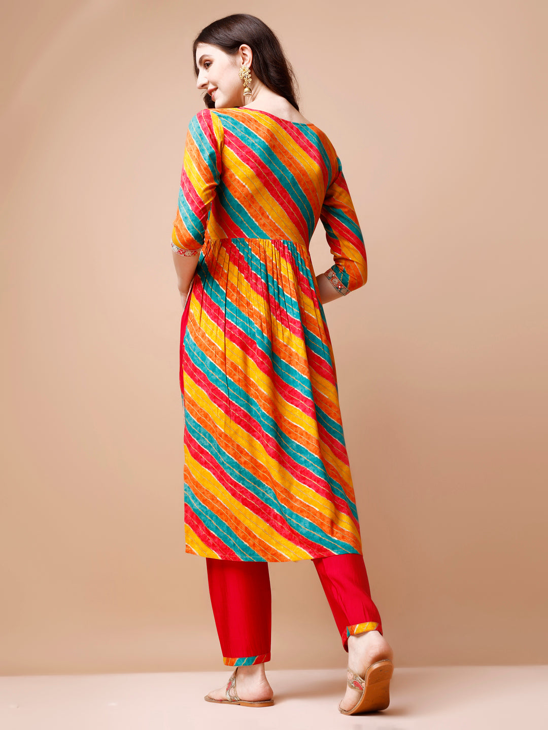 Nyra Cut Embroidered Multi Coloured Kurta with pant & dupatta