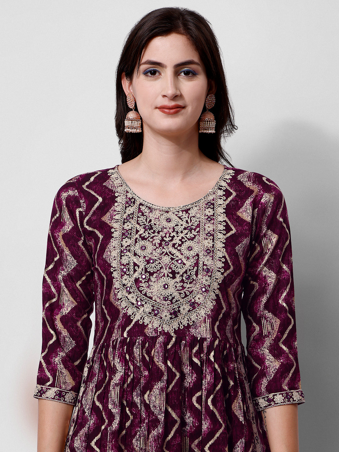 Nayra Cut Printed and Embroidered  Kurta with Pant & Dupatta Set