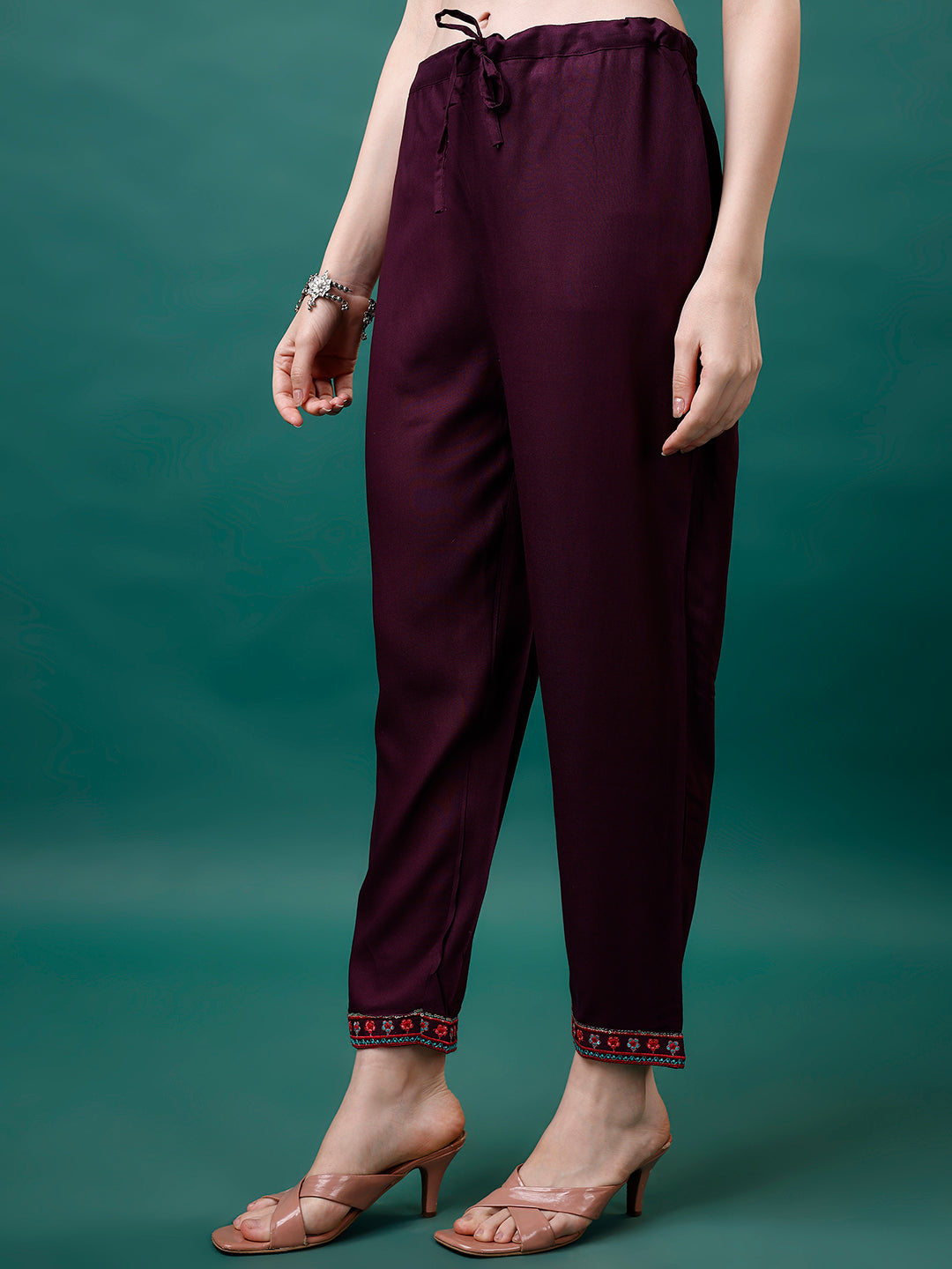 Alia Cut Embroidered Kurta with pant & Printed dupatta