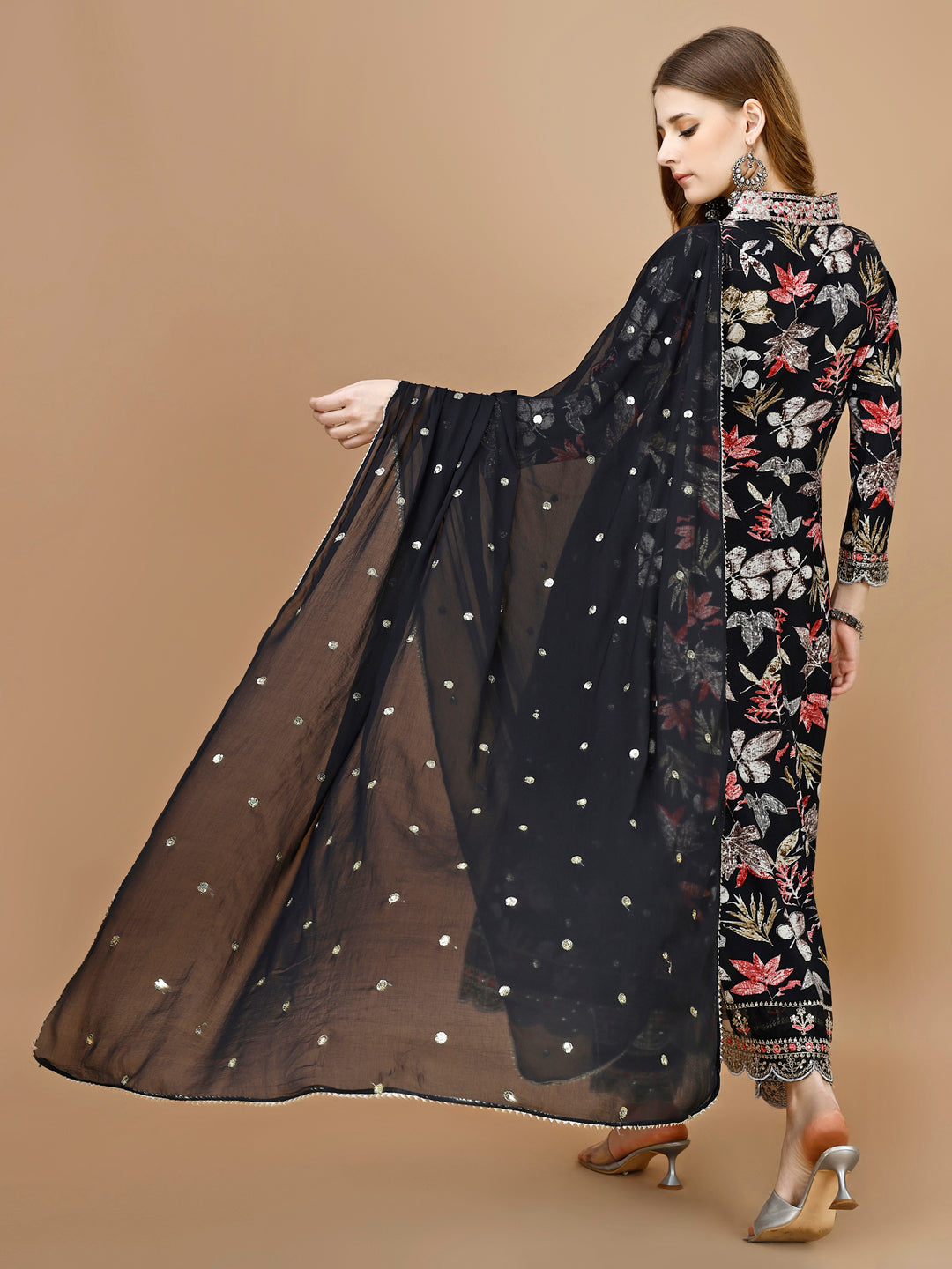 Floral Printed & Embroidered Anarkali Kurta with Embroidered Pant & dupatta Premium Luxury