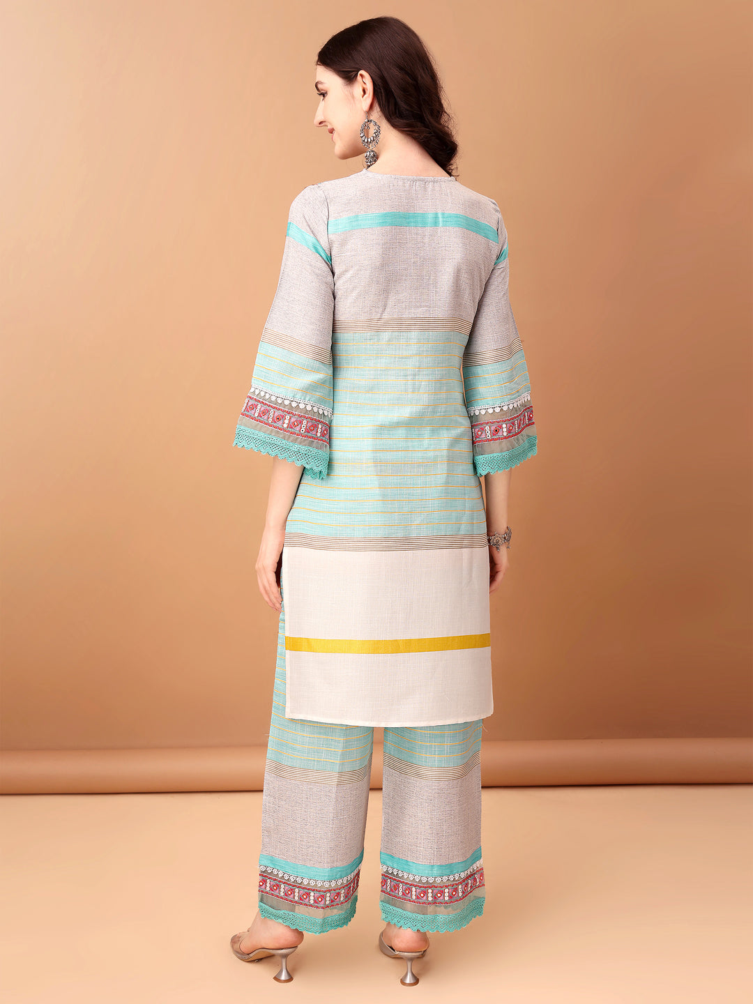 Embroidered & Printed Kurta with Pant & Dupatta Premium