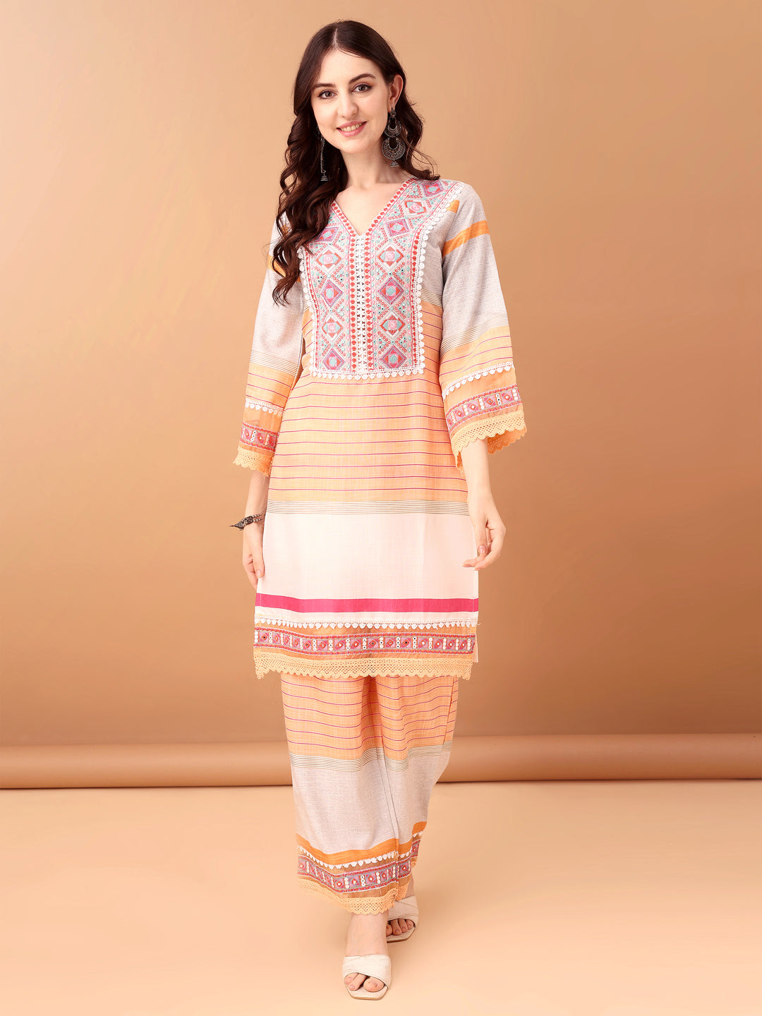 Embroidered & Printed Kurta with Pant & Dupatta Premium