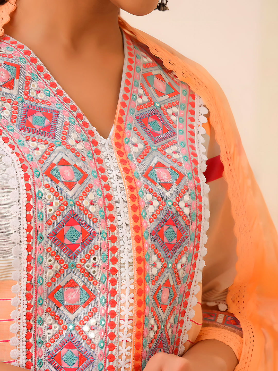 Embroidered & Printed Kurta with Pant & Dupatta Premium