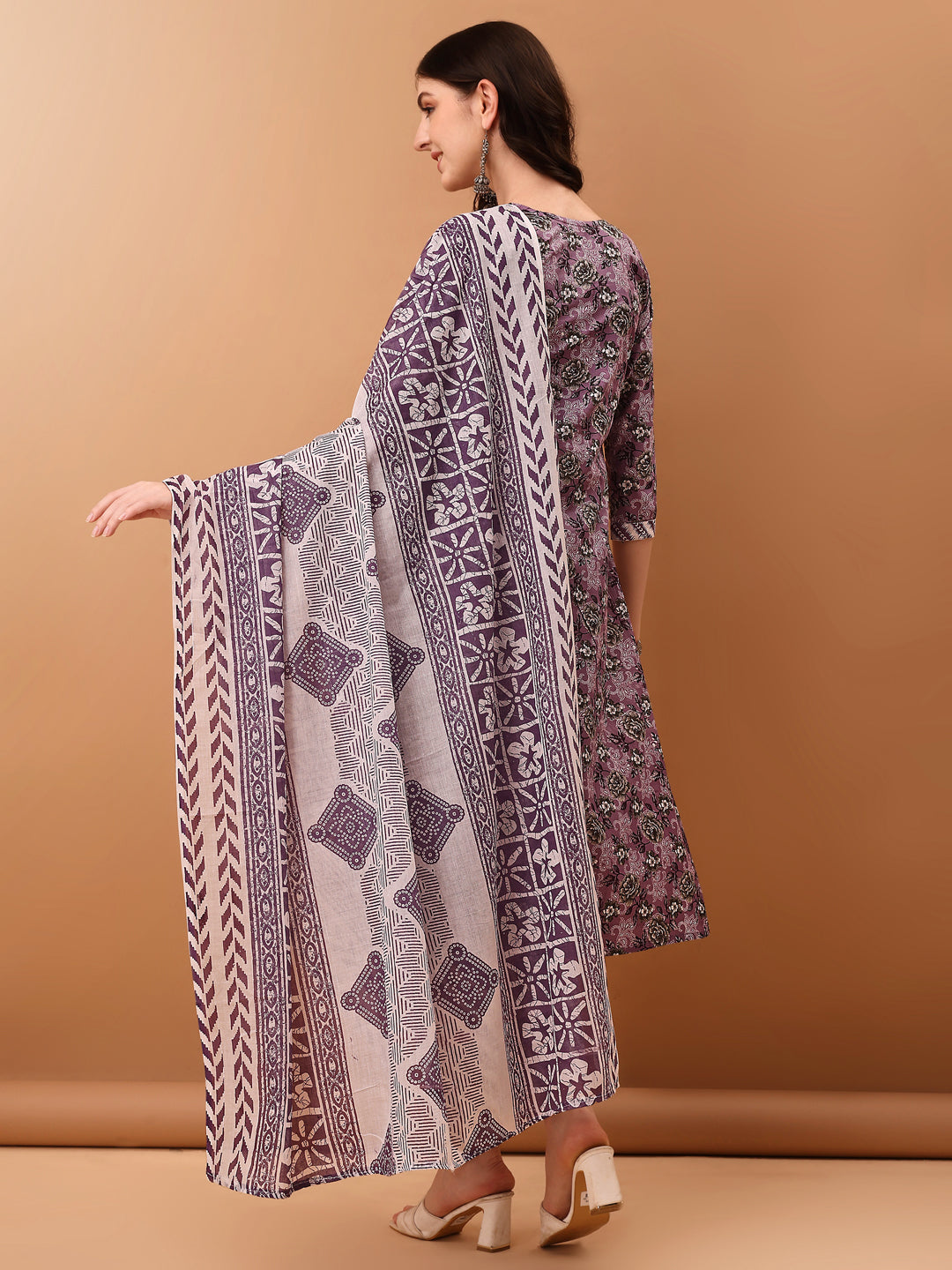 Mirror Embroidered & Floral Printed Kurta with pant & dupatta