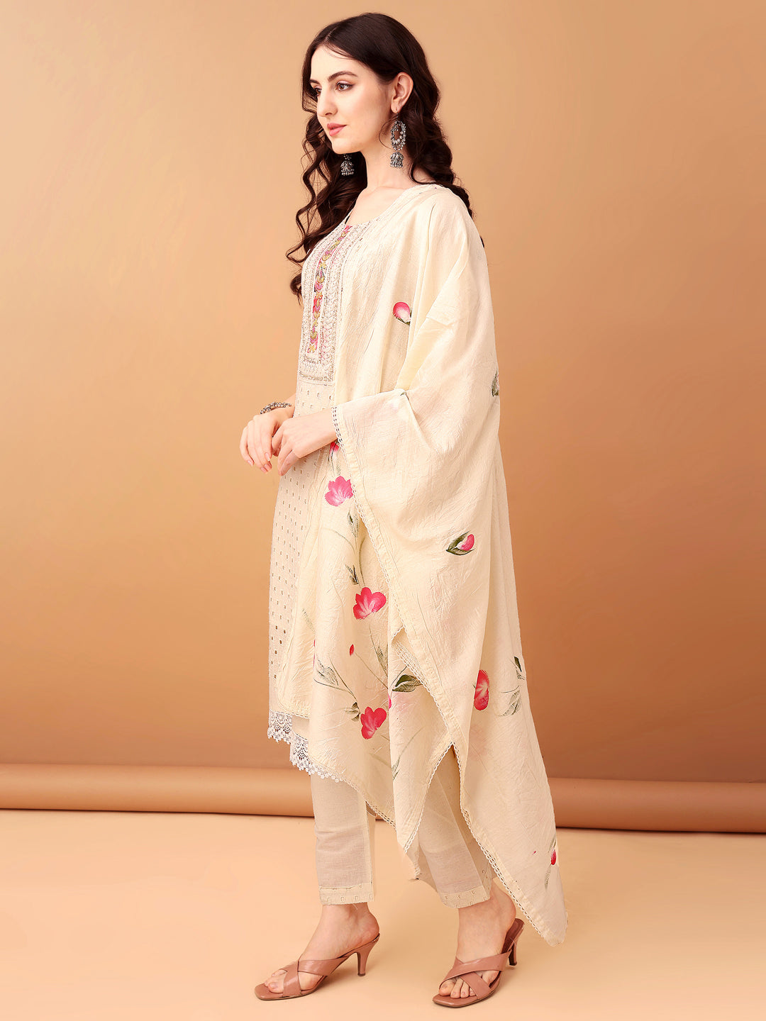 Schiffli & embroidered Kurta with pant & Dupatta