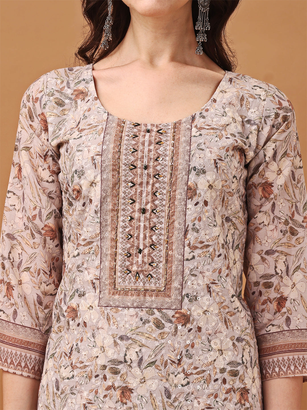 Hand Embroidered,Schiffli & Printed kurta with pant & Printed  Dupatta