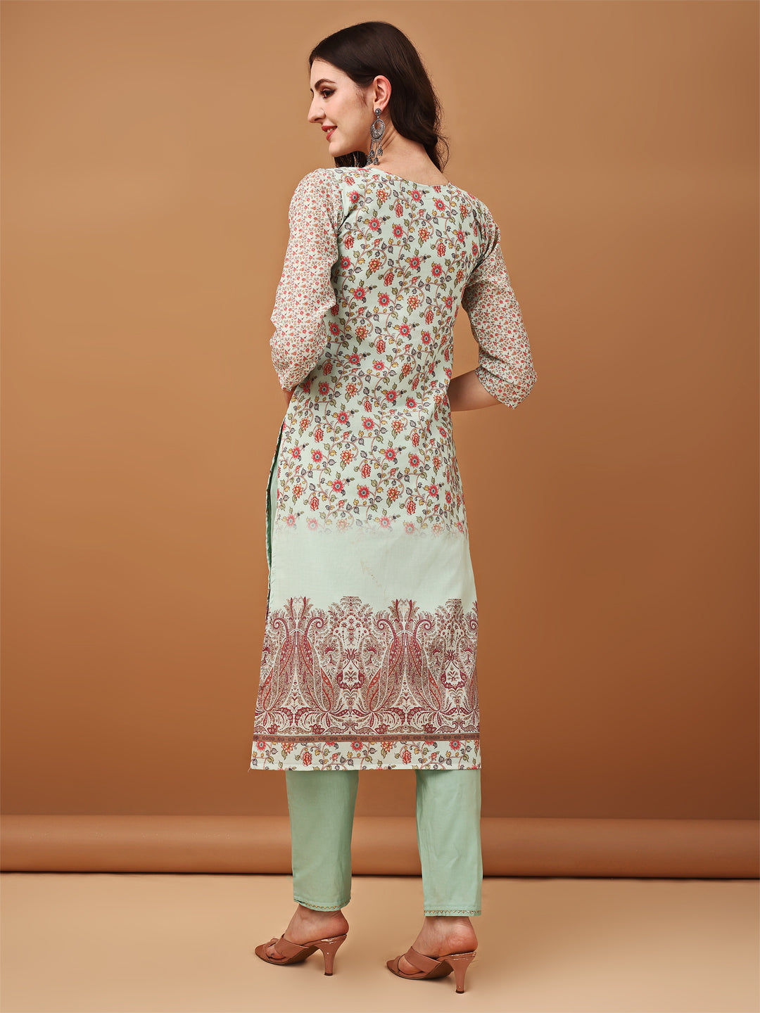 Hand Embroidered,Schiffli & Printed kurta with pant & Printed  Dupatta