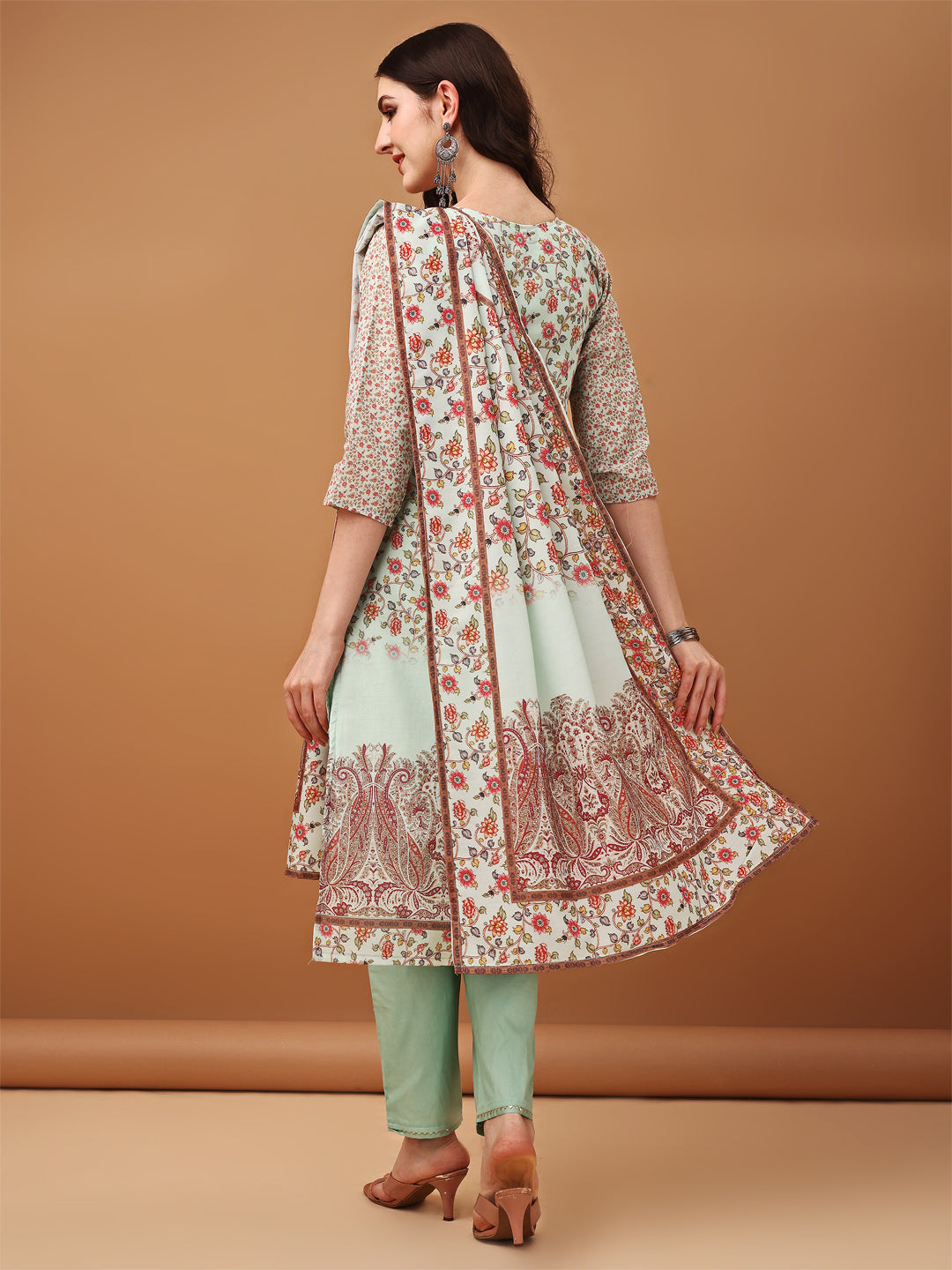 Hand Embroidered,Schiffli & Printed kurta with pant & Printed  Dupatta