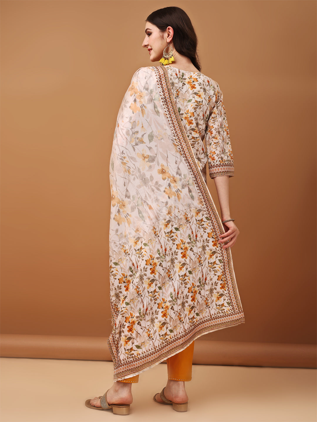 Hand Embroidered,Schiffli & Printed kurta with pant & Printed  Dupatta