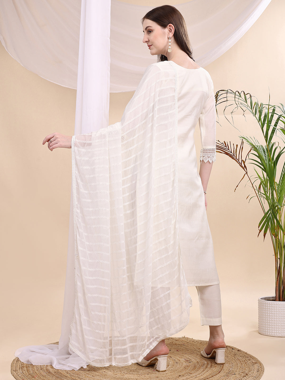 Beads & Swarovski Embroidered Kurta with Pant & Dupatta