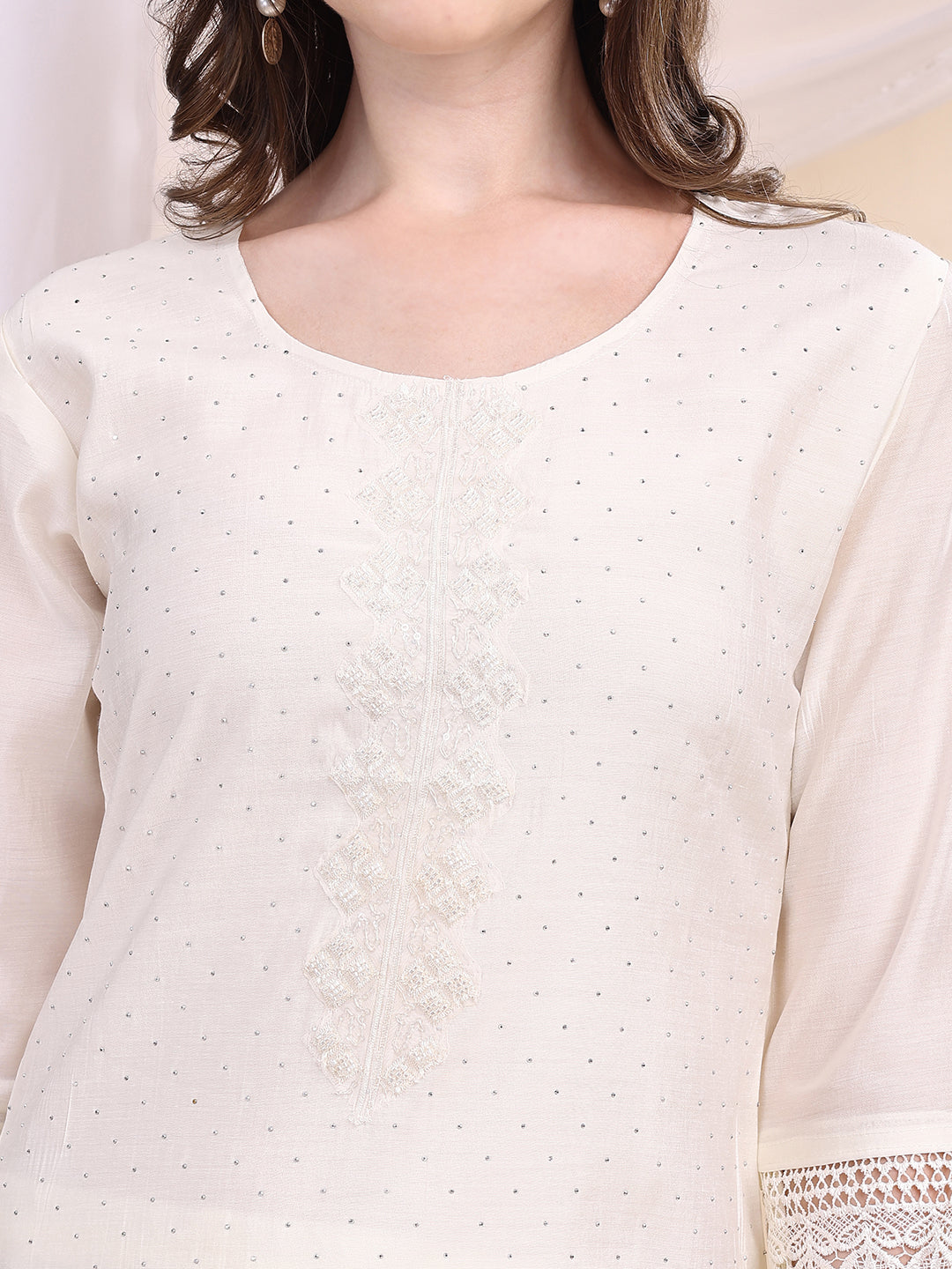Beads & Swarovski Embroidered Kurta with Pant & Dupatta