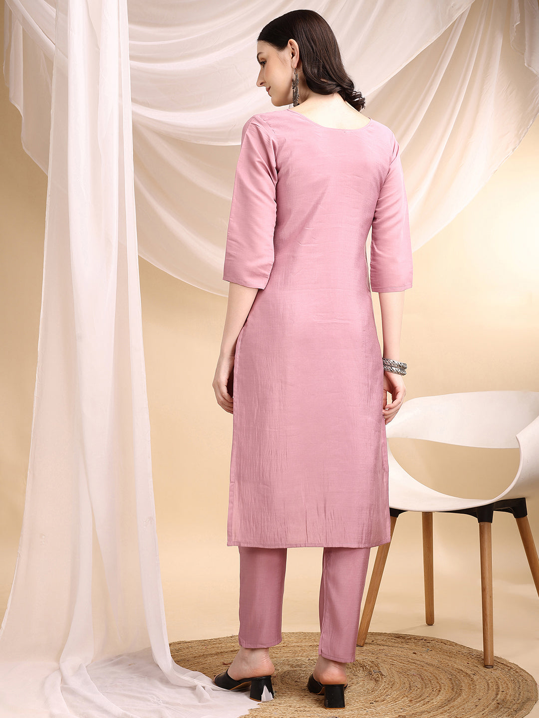 Embroidered Kurta with Pant & Embroidered Dupatta