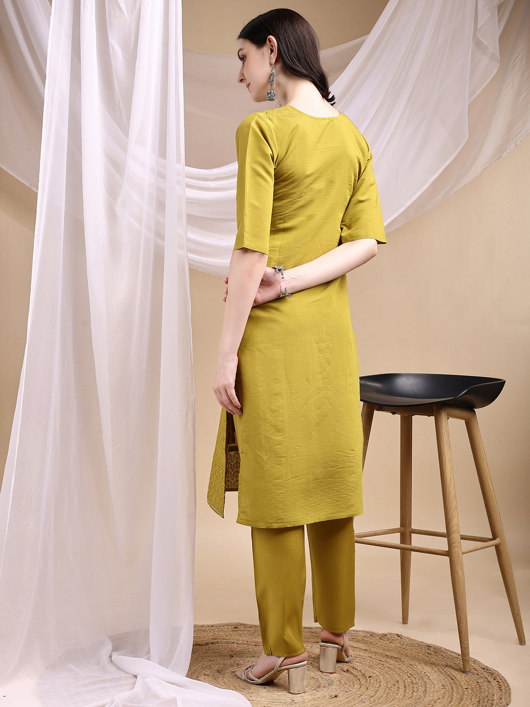 Hand Embroidered Kurta with Pant & Embroidered Dupatta