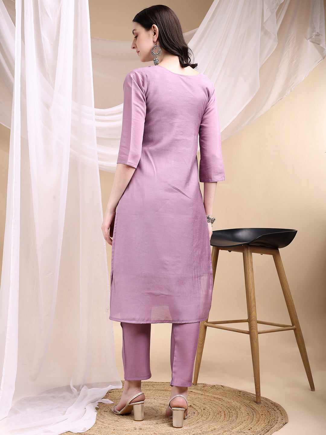 Hand Embroidered Kurta with Pant & Embroidered Dupatta