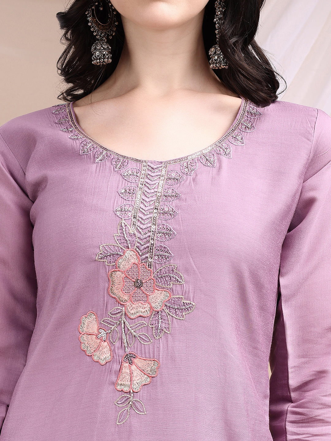 Hand Embroidered Kurta with Pant & Embroidered Dupatta