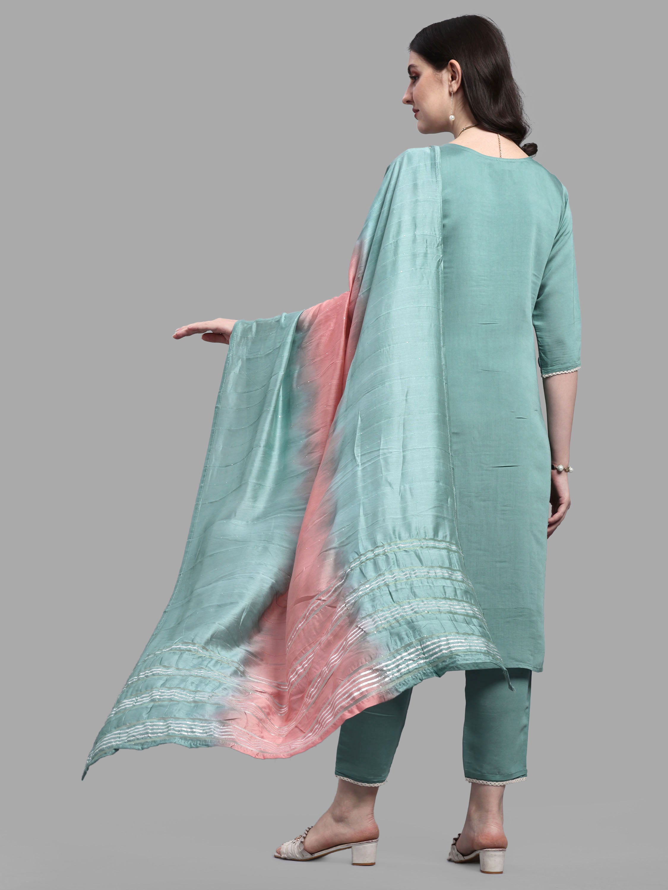 Embroidered Kurta with Pant & Dupatta Set