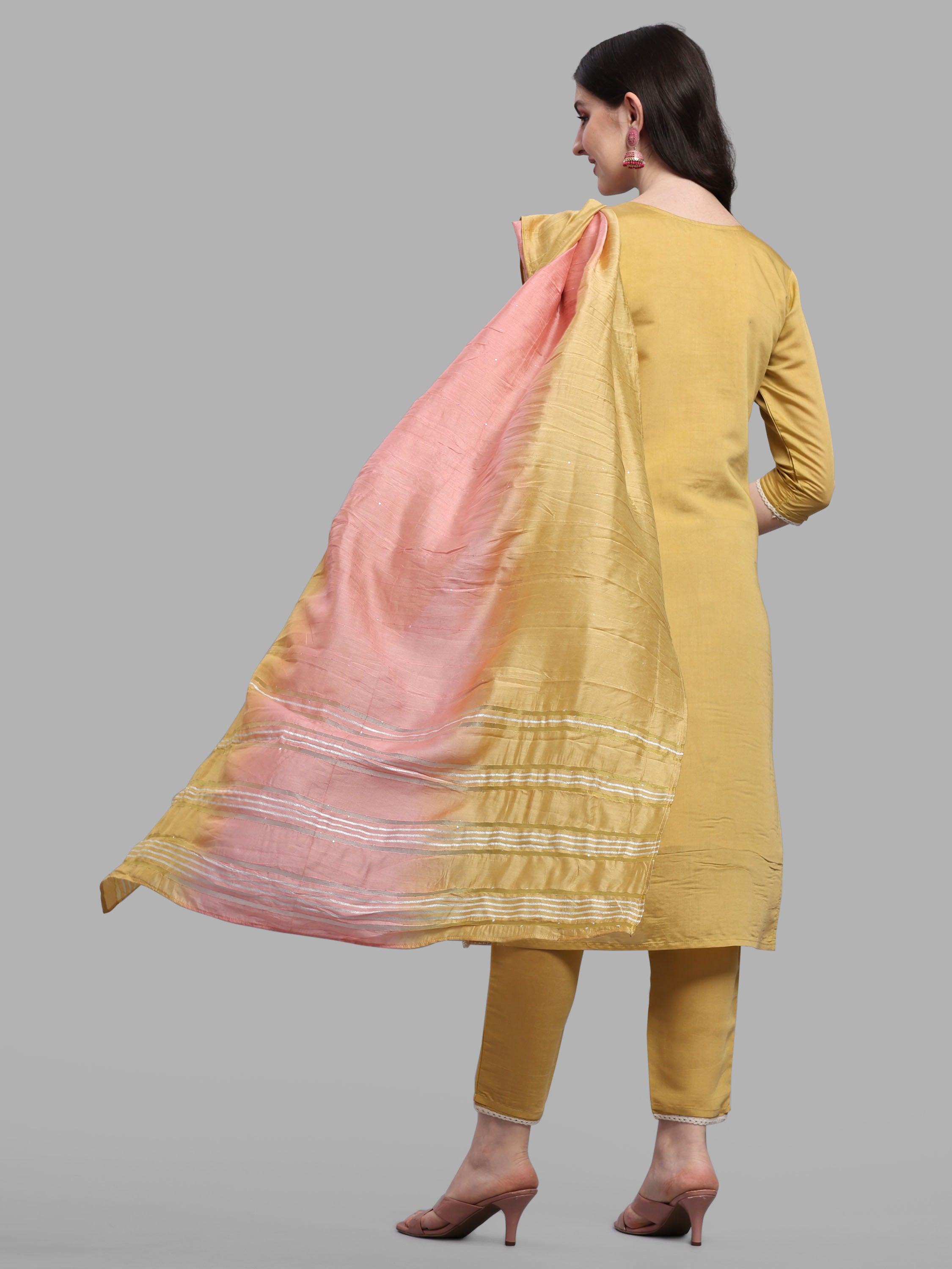 Embroidered Kurta with Pant & Dupatta Set