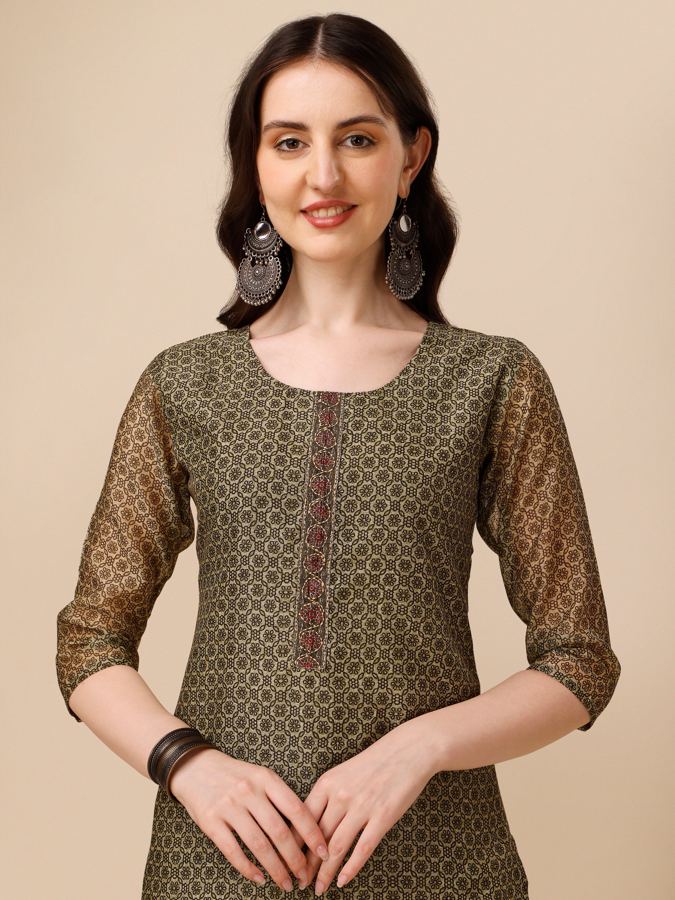 Printed Kurta With Pant And Dupatta Set