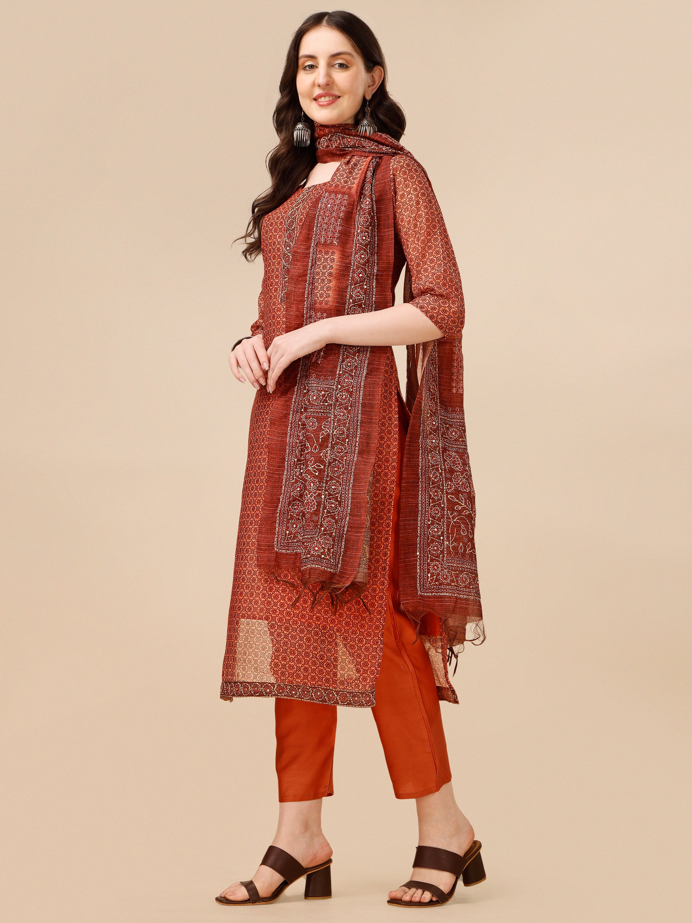 Kurta with Pant and Printed Dupatta Set