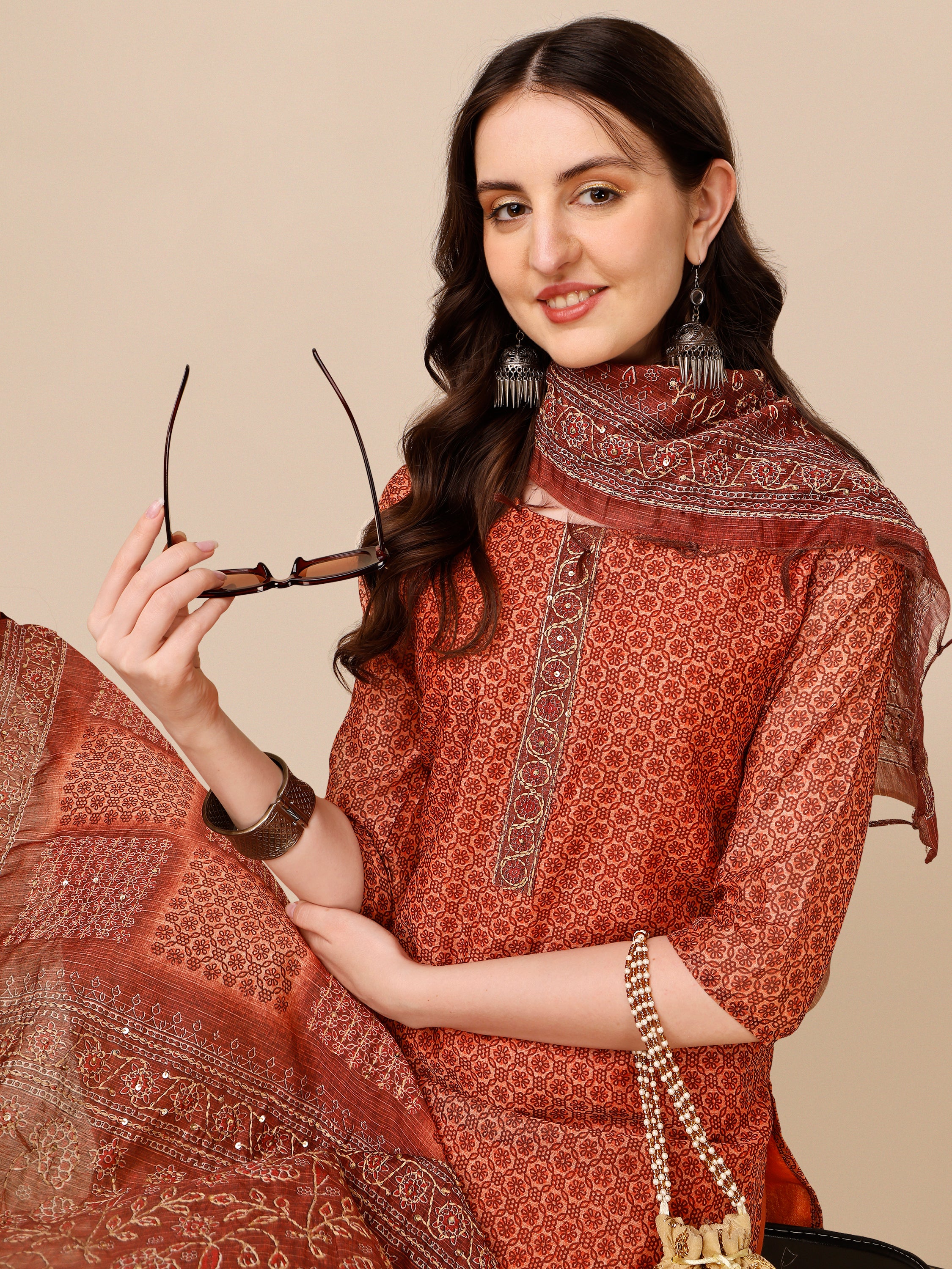 Kurta with Pant and Printed Dupatta Set