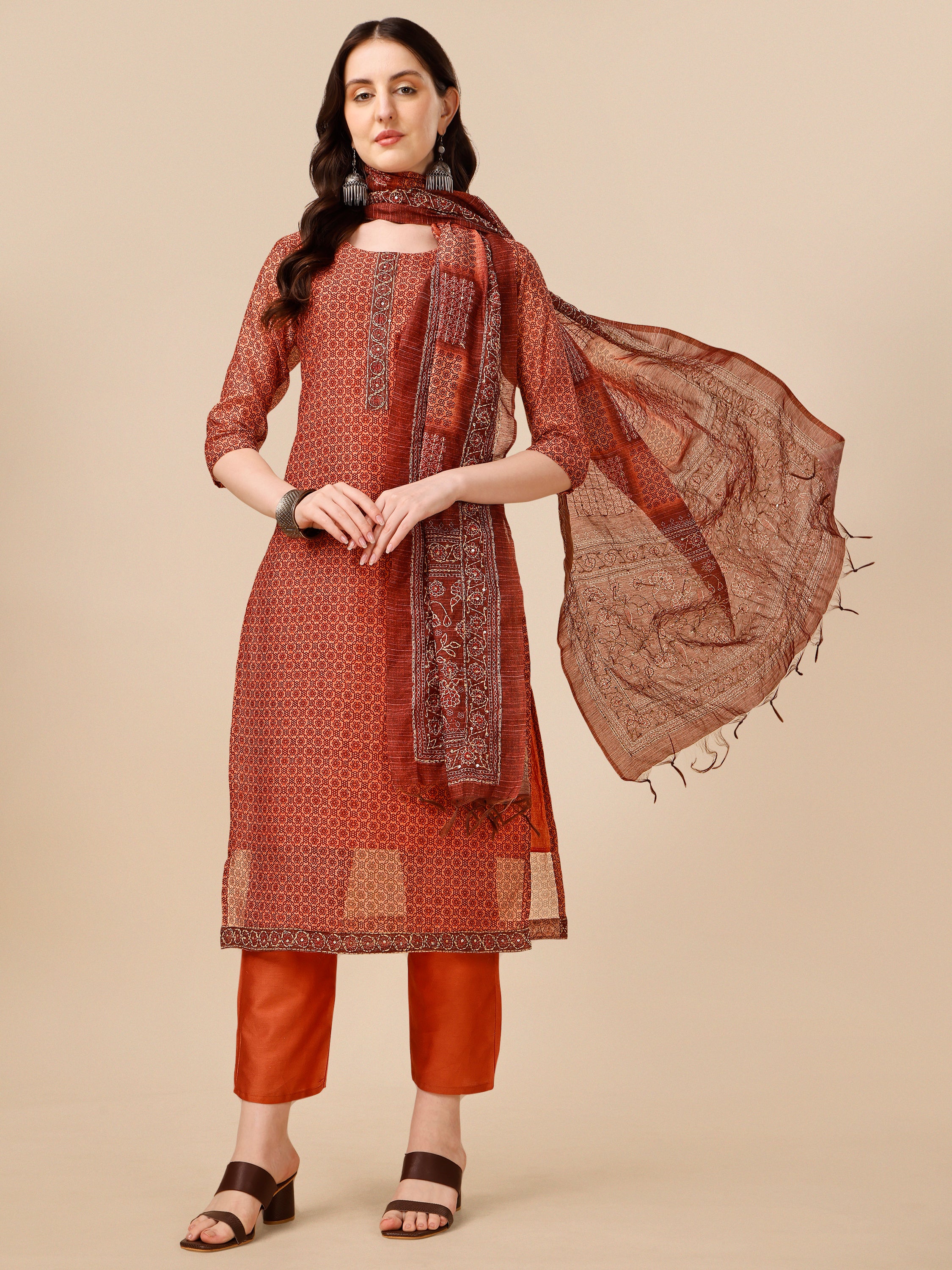 Kurta with Pant and Printed Dupatta Set